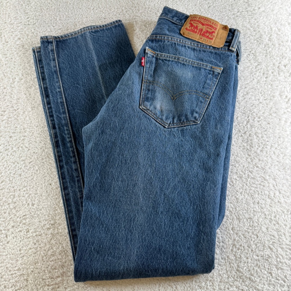 Levi's 501 Original Fit Jeans Mens 32x36 Blue Excellent Straight Leg Denim